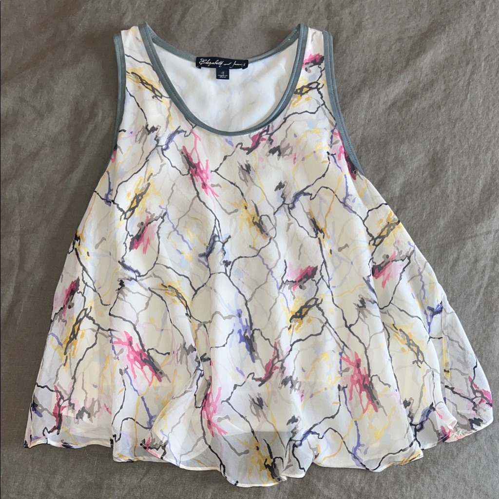 Elizabeth And James 100% Silk Abstract Top